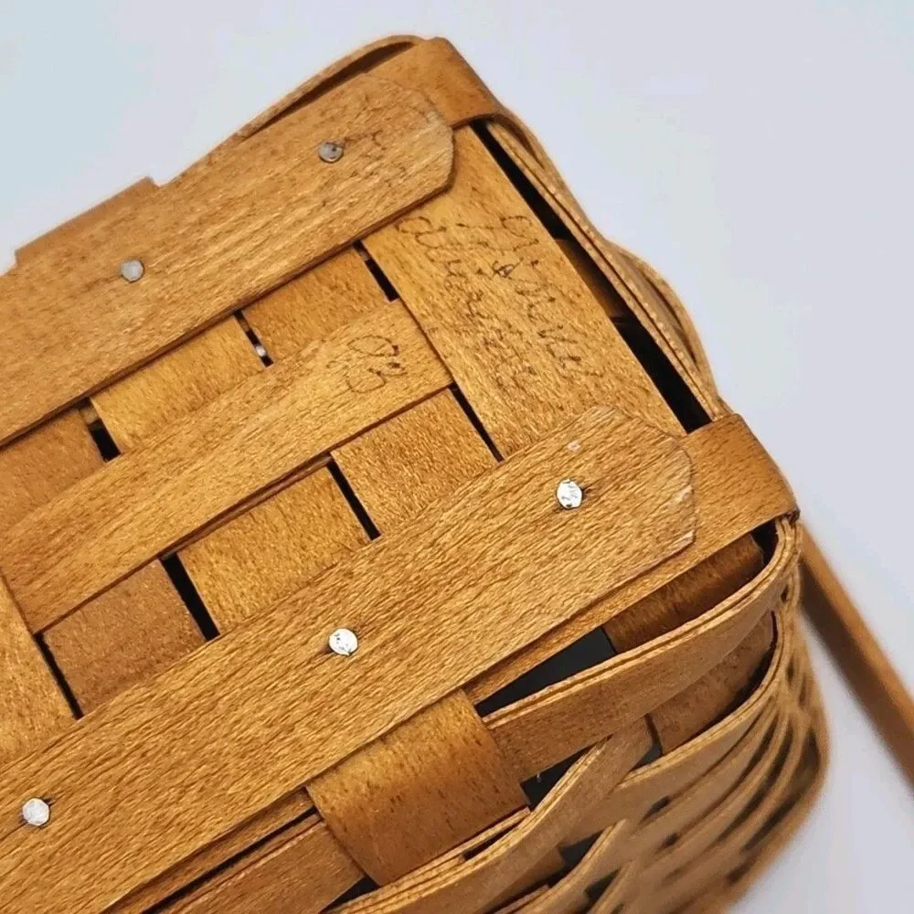 Longaberger Basket Dresden 1993 Edition w/Protector Flag Charm Woven Collectible